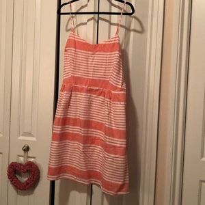 Pink/Coral & White striped sun dress-XL-Never worn